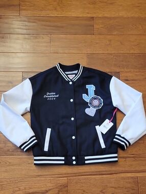 Justice Girls Size XL (16/18) Black/White Brand New W/tags Bomber Jacket